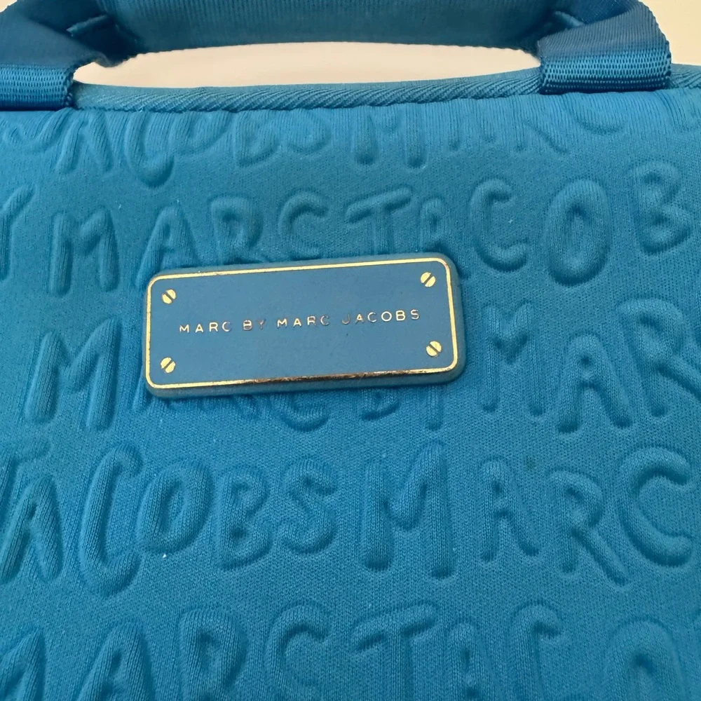 Marc by Marc Jacobs Embossed Blue Neoprene Laptop Bag Crossbody